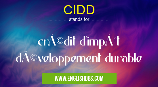 CIDD means crédit d'impôt développement durable CIDD
