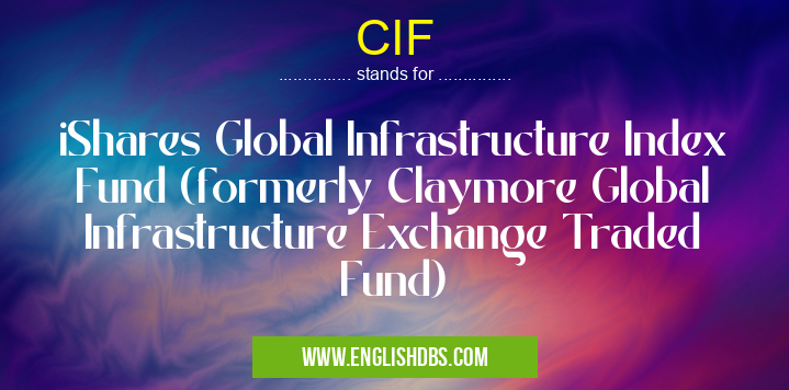 CIF means iShares Global Infrastructure Index Fund (formerly Claymore Global Infrastructure Exchange Traded Fund) CIF