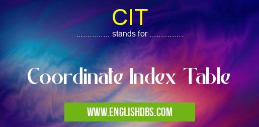 CIT means Coordinate Index Table CIT