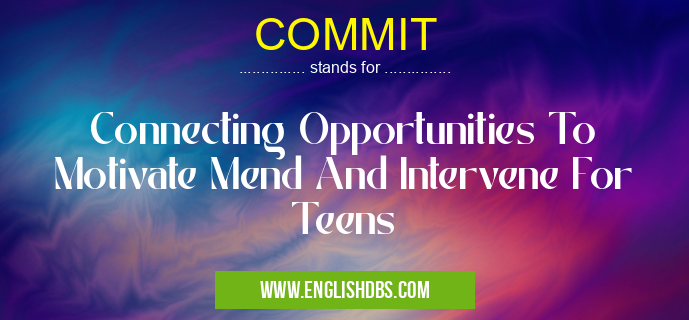 COMMIT means Connecting Opportunities To Motivate Mend And Intervene For Teens COMMIT