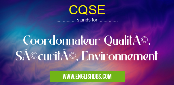 CQSE means Coordonnateur Qualité, Sécurité, Environnement CQSE