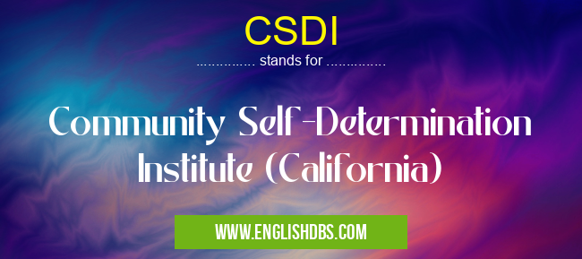 CSDI means Community Self-Determination Institute (California) CSDI