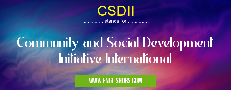 CSDII means Community and Social Development Initiative International CSDII
