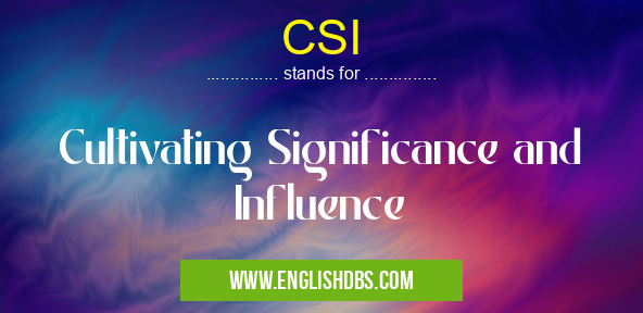 CSI means Cultivating Significance and Influence CSI