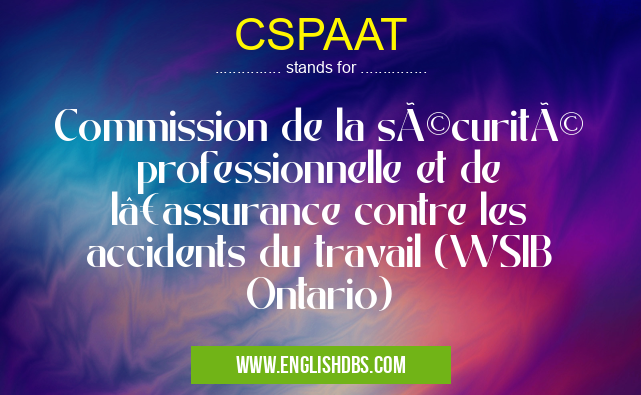 CSPAAT means Commission de la sécurité professionnelle et de l’assurance contre les accidents du travail (WSIB Ontario) CSPAAT