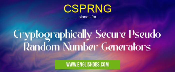 CSPRNG means Cryptographically Secure Pseudo Random Number Generators CSPRNG