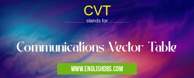 CVT means Communications Vector Table CVT