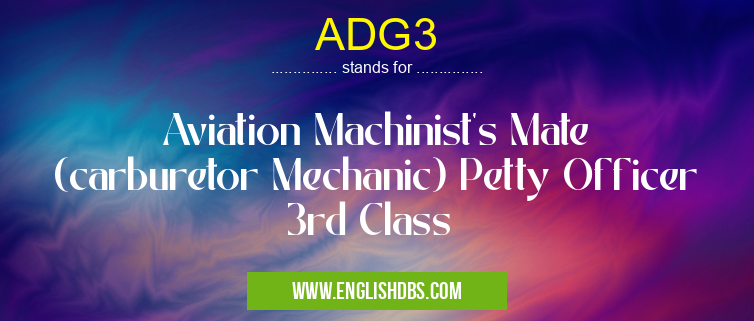 ADG3 means Aviation Machinist's Mate (carburetor Mechanic) Petty Officer 3rd Class ADG3