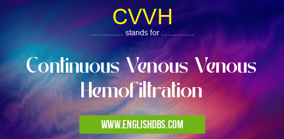 CVVH means Continuous Venous Venous Hemofiltration CVVH