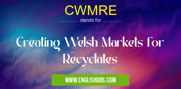 CWMRE means Creating Welsh Markets for Recyclates CWMRE