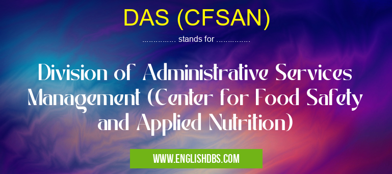 DAS (CFSAN) means Division of Administrative Services Management (Center for Food Safety and Applied Nutrition) DAS (CFSAN)