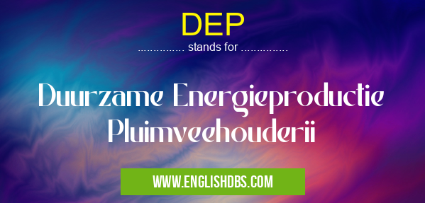 DEP means Duurzame Energieproductie Pluimveehouderii DEP
