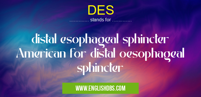 DES means distal esophageal sphincter American for distal oesophageal sphincter DES