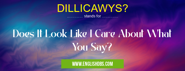 DILLICAWYS? means Does It Look Like I Care About What You Say? DILLICAWYS?