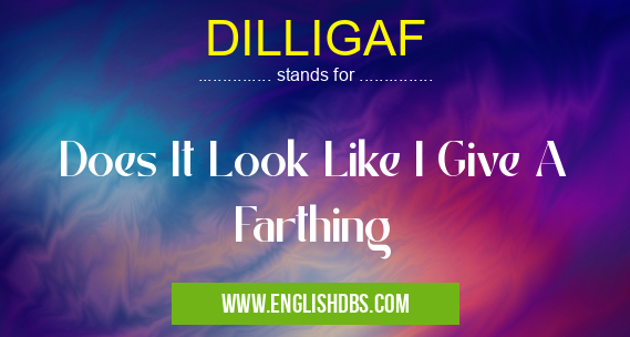DILLIGAF means Does It Look Like I Give A Farthing DILLIGAF