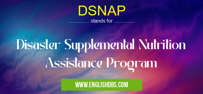 DSNAP means Disaster Supplemental Nutrition Assistance Program DSNAP