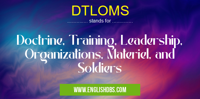 DTLOMS means Doctrine, Training, Leadership, Organizations, Materiel, and Soldiers DTLOMS