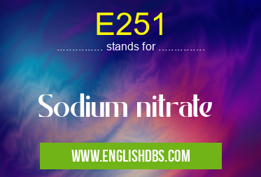 E251 means Sodium nitrate E251