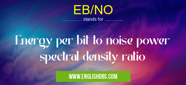 EB/NO means Energy per bit to noise power spectral density ratio EB/NO