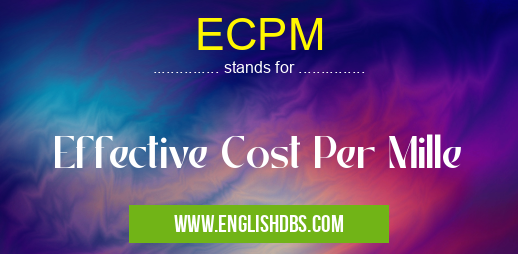ECPM means Effective Cost Per Mille ECPM
