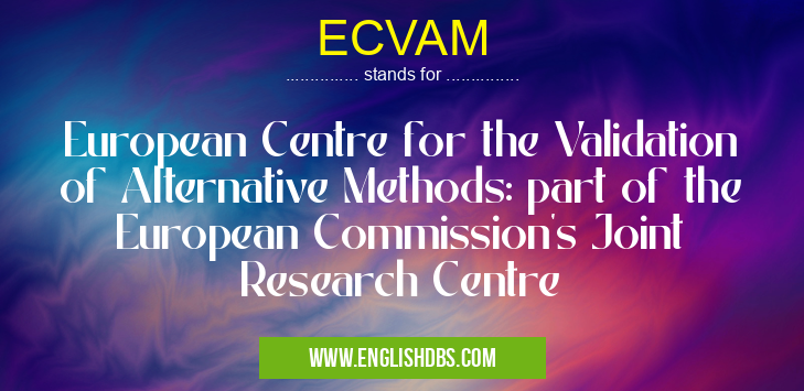 ECVAM means European Centre for the Validation of Alternative Methods: part of the European Commission's Joint Research Centre ECVAM