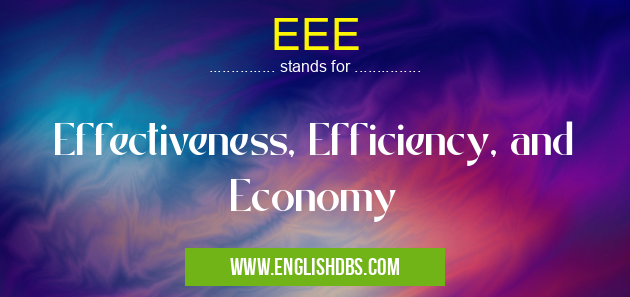 EEE means Effectiveness, Efficiency, and Economy EEE
