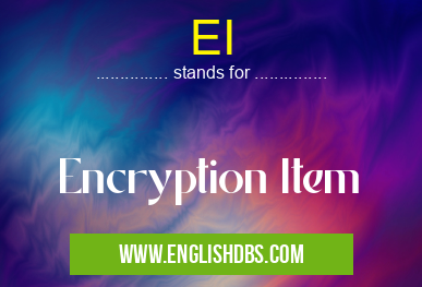 EI means Encryption Item EI