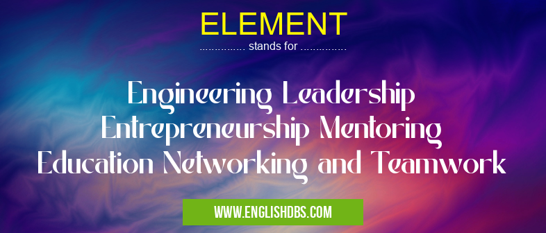 ELEMENT means Engineering Leadership Entrepreneurship Mentoring Education Networking and Teamwork ELEMENT