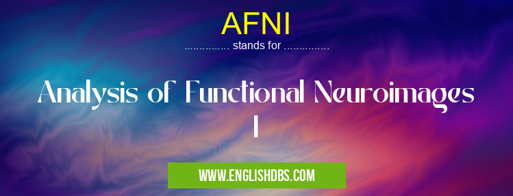 AFNI means Analysis of Functional Neuroimages I AFNI