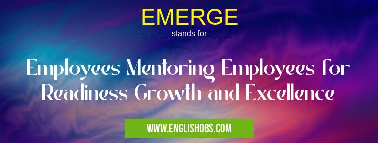 EMERGE means Employees Mentoring Employees for Readiness Growth and Excellence EMERGE