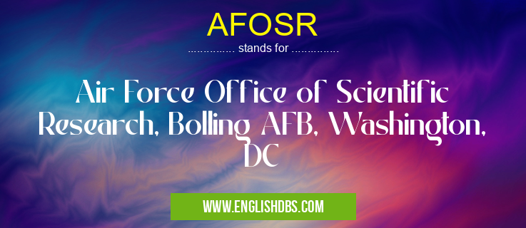 AFOSR means Air Force Office of Scientific Research, Bolling AFB, Washington, DC AFOSR