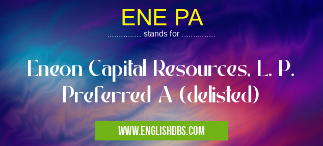 ENE PA means Eneon Capital Resources, L. P. Preferred A (delisted) ENE PA
