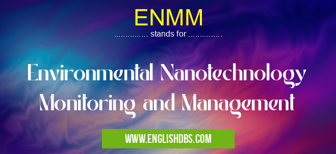 ENMM means Environmental Nanotechnology Monitoring and Management ENMM