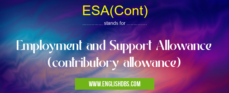 ESA(Cont) means Employment and Support Allowance (contributory allowance) ESA(Cont)