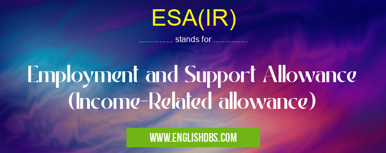 ESA(IR) means Employment and Support Allowance (Income-Related allowance) ESA(IR)