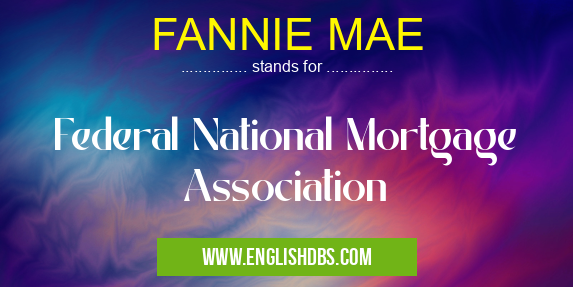 FANNIE MAE means Federal National Mortgage Association FANNIE MAE
