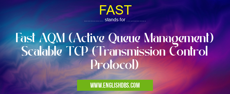 FAST means Fast AQM (Active Queue Management) Scalable TCP (Transmission Control Protocol) FAST