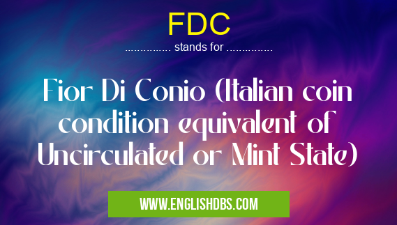 FDC means Fior Di Conio (Italian coin condition equivalent of Uncirculated or Mint State) FDC