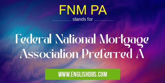 FNM PA means Federal National Mortgage Association Preferred A FNM PA