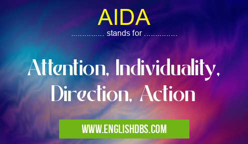AIDA means Attention, Individuality, Direction, Action AIDA