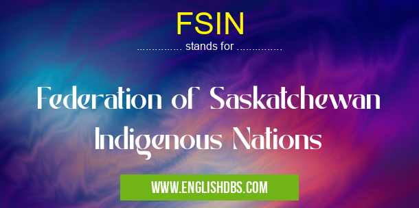 FSIN means Federation of Saskatchewan Indigenous Nations FSIN