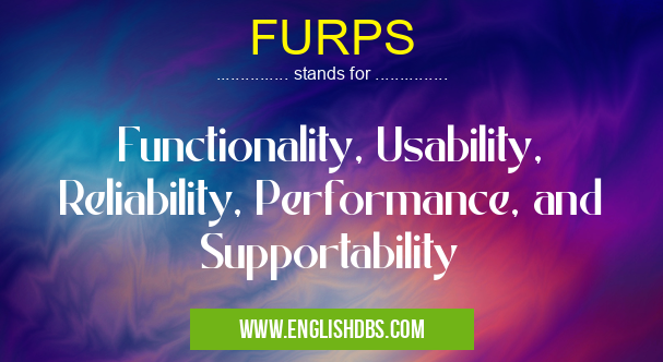 FURPS means Functionality, Usability, Reliability, Performance, and Supportability FURPS