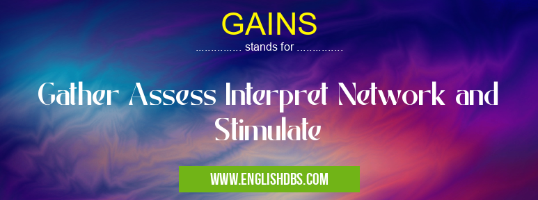 GAINS means Gather Assess Interpret Network and Stimulate GAINS