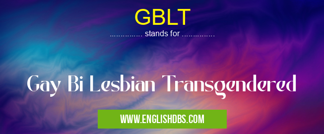GBLT means Gay Bi Lesbian Transgendered GBLT