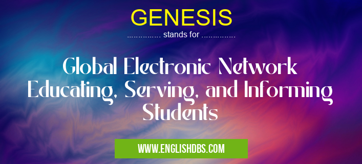 GENESIS means Global Electronic Network Educating, Serving, and Informing Students GENESIS