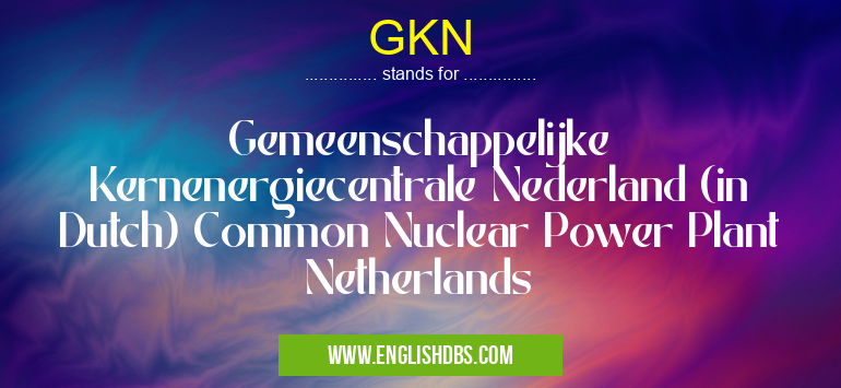 GKN means Gemeenschappelijke Kernenergiecentrale Nederland (in Dutch) Common Nuclear Power Plant Netherlands GKN