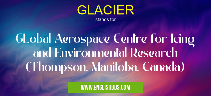 GLACIER means GLobal Aerospace Centre for Icing and Environmental Research (Thompson, Manitoba, Canada) GLACIER