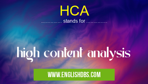 HCA means high content analysis HCA