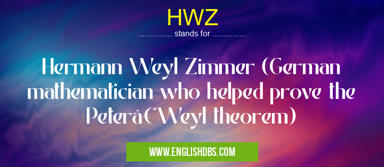 HWZ means Hermann Weyl Zimmer (German mathematician who helped prove the Peter–Weyl theorem) HWZ