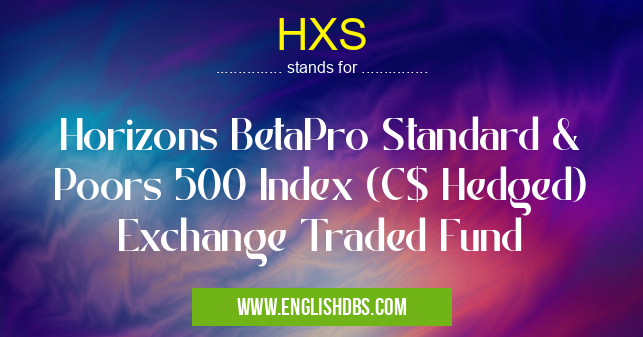 HXS means Horizons BetaPro Standard & Poors 500 Index (C$ Hedged) Exchange Traded Fund HXS
